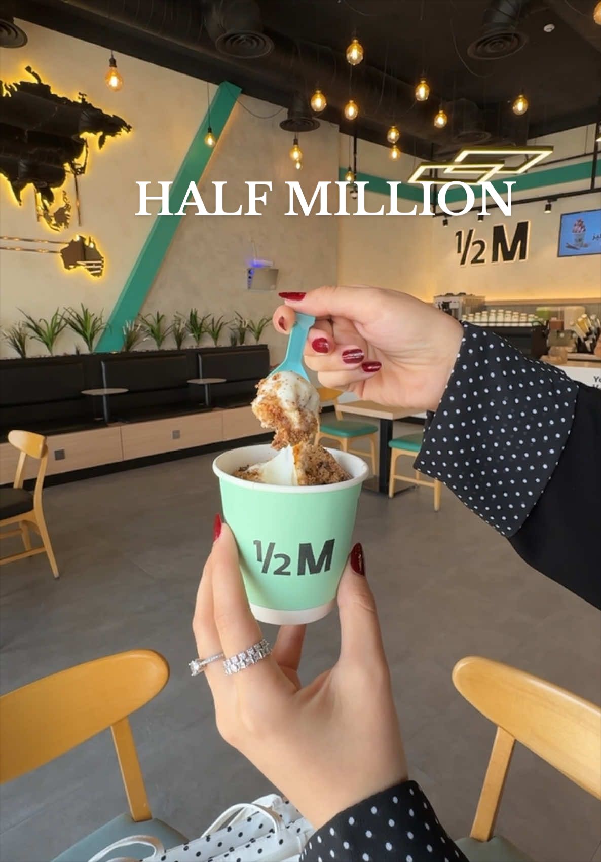 TikTok post by @twins.sho for Half Million. Caption reads: [...] مره لذيذ جربوه 🤤🍨 . . . A/D @Half Million....