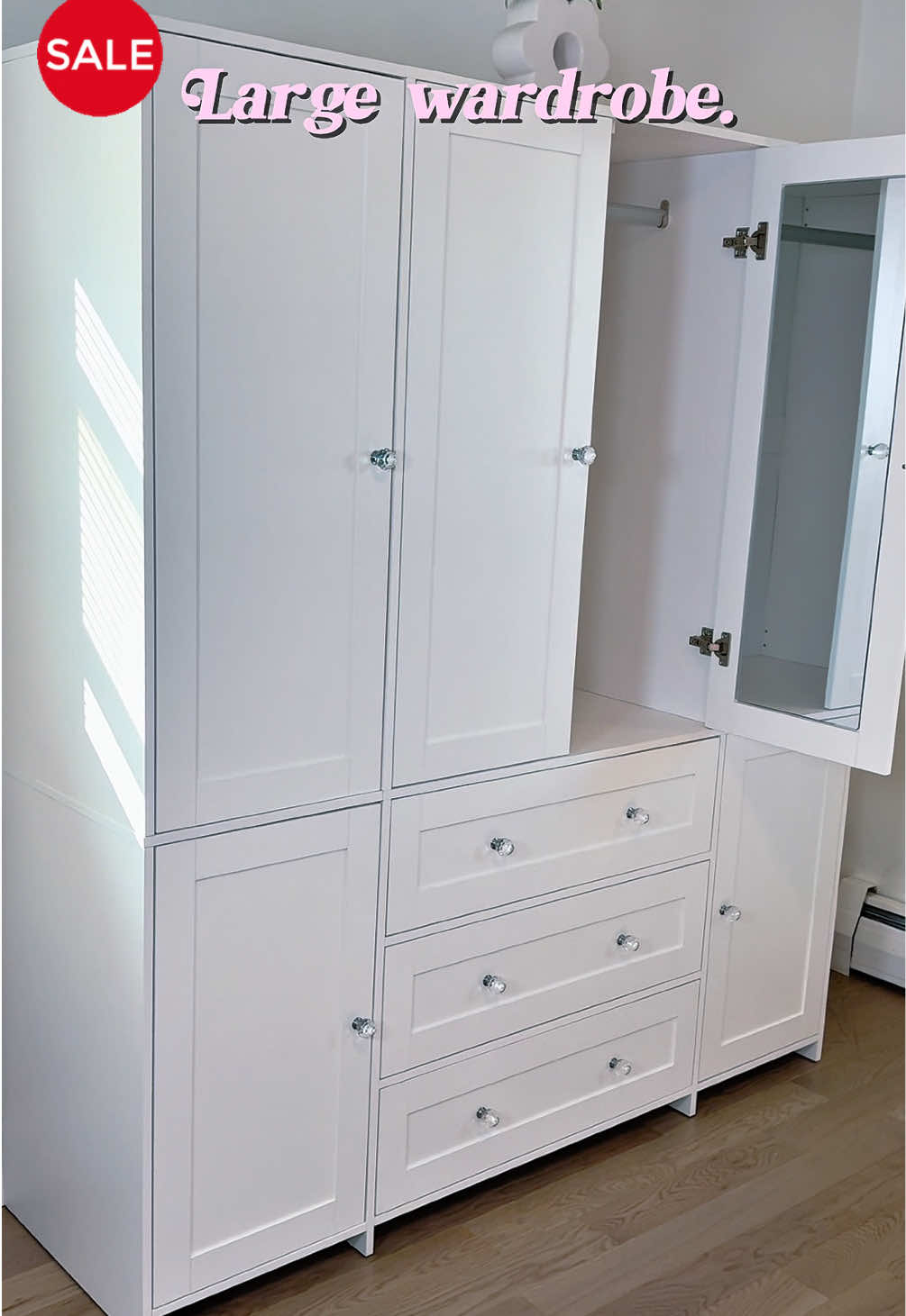 TikTok post by @erikamgarcia for VOWNER. Caption reads: @VOWNER 😍 #dealsforyoudays #furniture #closet....