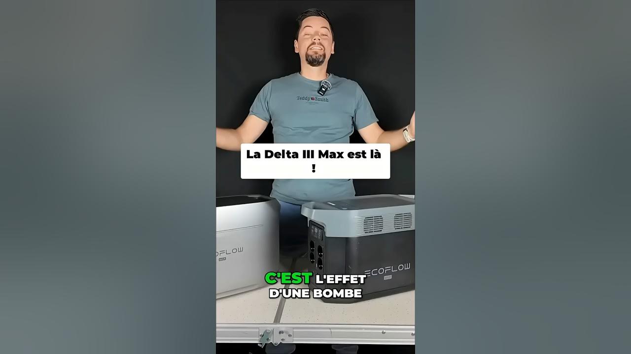 YouTube post by @FamilyRossVlog for EcoFlow. Caption reads: L'EcoFlow Delta III Max est enfin là! 2 [...].