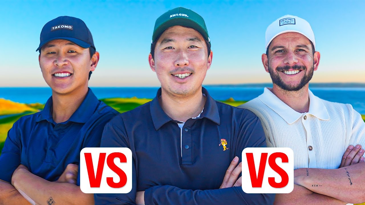 YouTube post by @SamHeungMin for Takomo Golf. Caption reads: This will DEFINE the best golfer on Youtube....