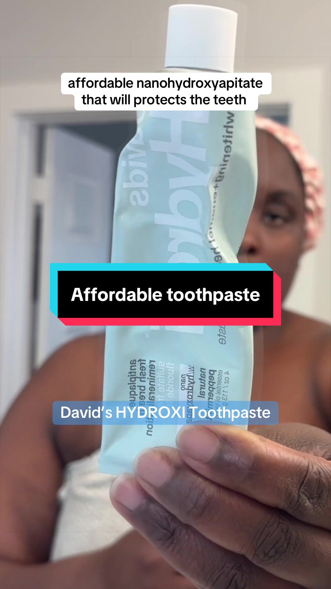TikTok post by @withcristelle for Davids Natural Toothpaste. Caption reads: Affordable quality toothpaste that won’t break the....