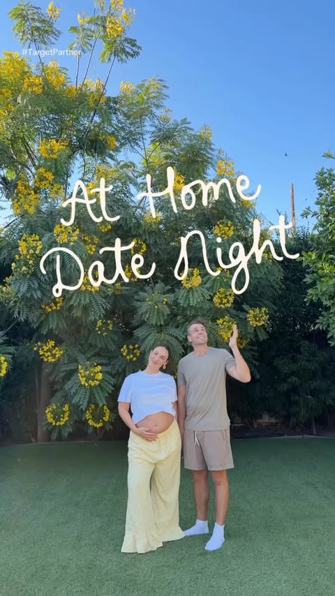 Instagram post by @chandlerisaac for Target. Caption reads: [...] old-fashioned backyard movie night 🎬✨....