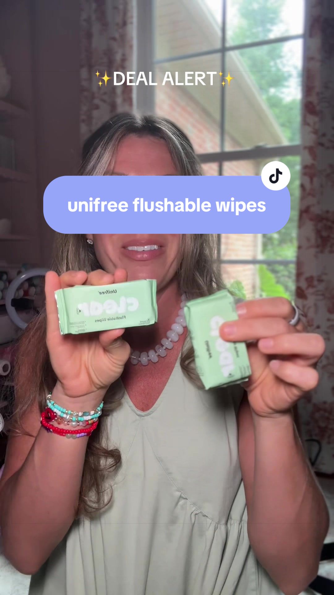 TikTok post by @brook_plyler for Unifree US. Caption reads: [...] cleaner than toilet paper alone. 🌿💧....