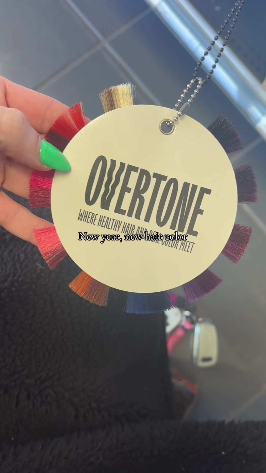 TikTok post by @bbghoul__ for oVertone Color. Caption reads: Time for a hue of blue 💙 @oVertone Color....