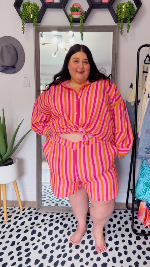 Instagram post by @curvy_chronicles for Ulla Popken. Caption reads: [...] hide me ☀️💖 The neon colours of this....