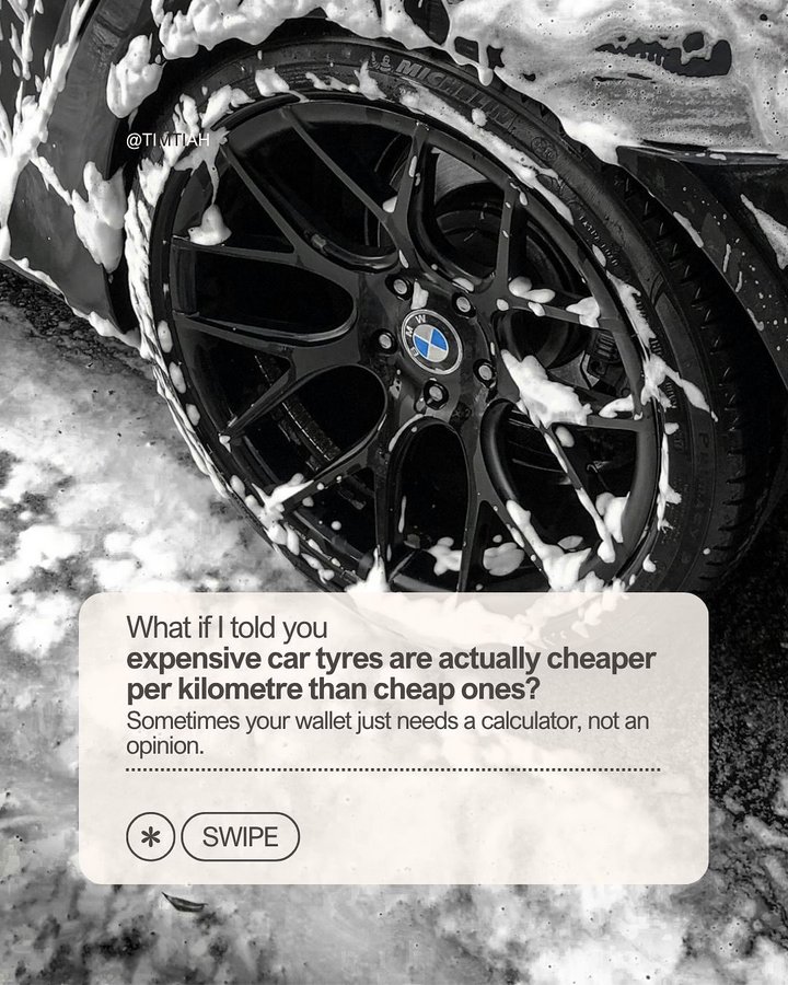 Instagram post by @timtiah for Michelin. Caption reads: What if I told you expensive car tyres are....