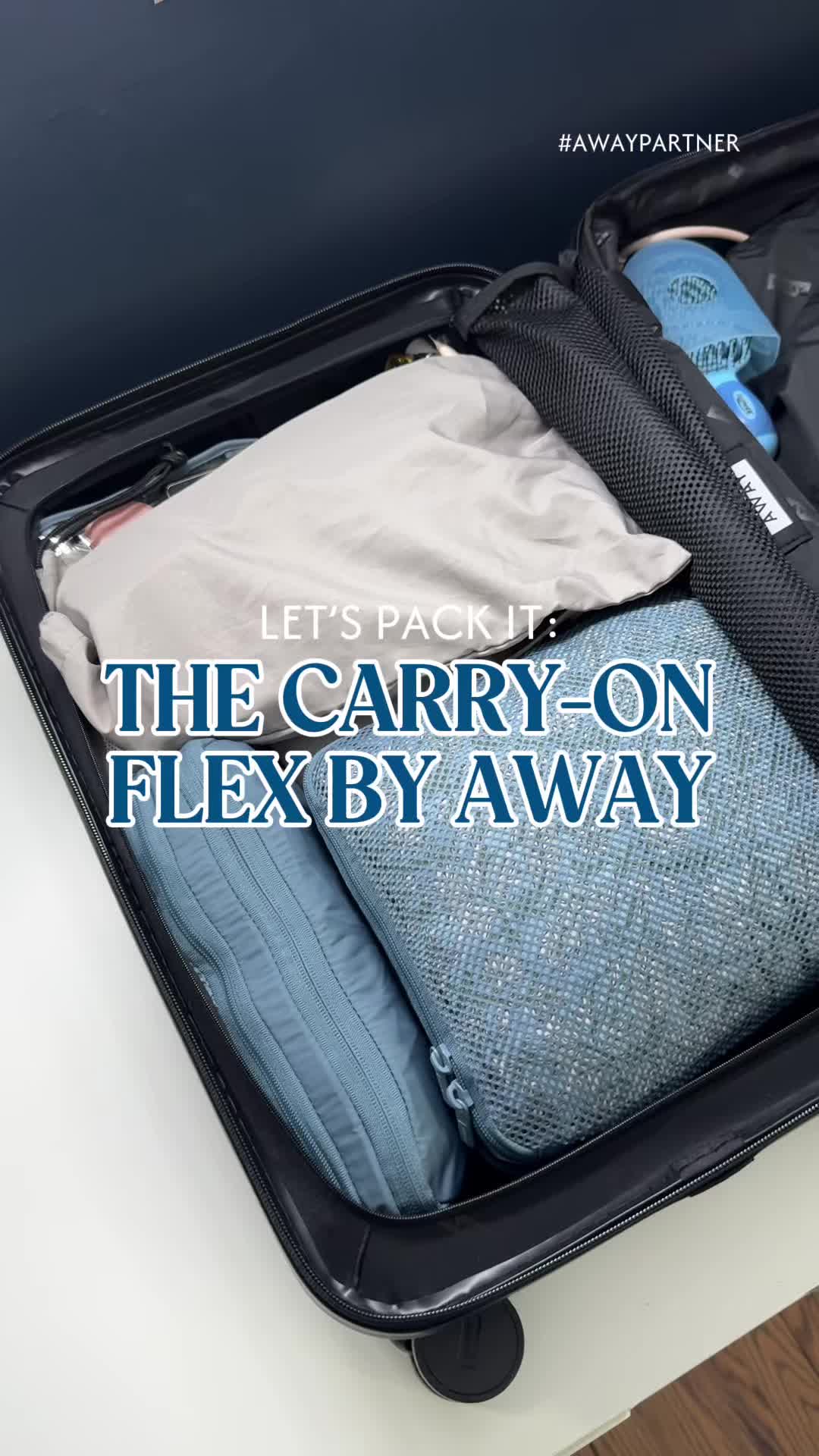 TikTok post by @rileejsmith for Away. Caption reads: #AwayPartner Upgrading one of my favorite [...].