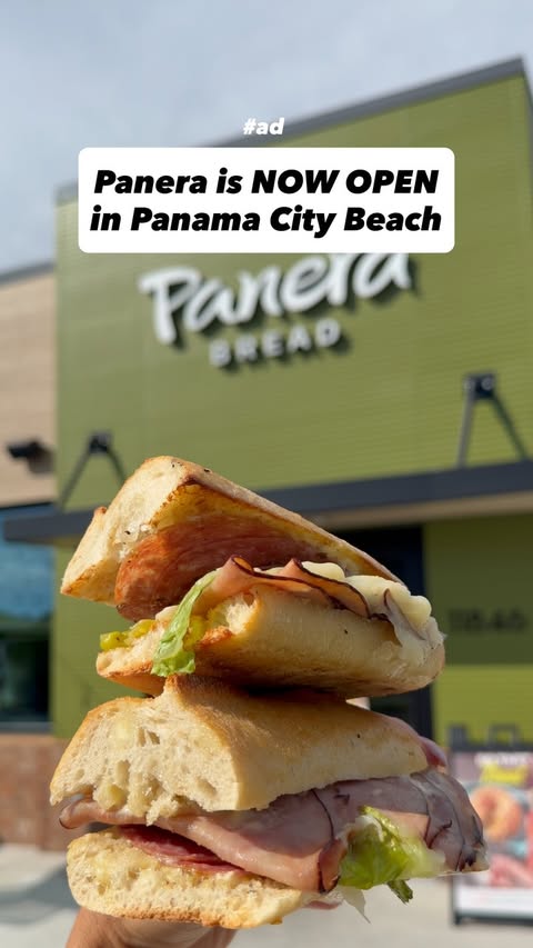 Instagram post by @the850foodie for Panera Bread. Caption reads: New @PaneraBread in Panama City Beach! 🥖🥗 If....