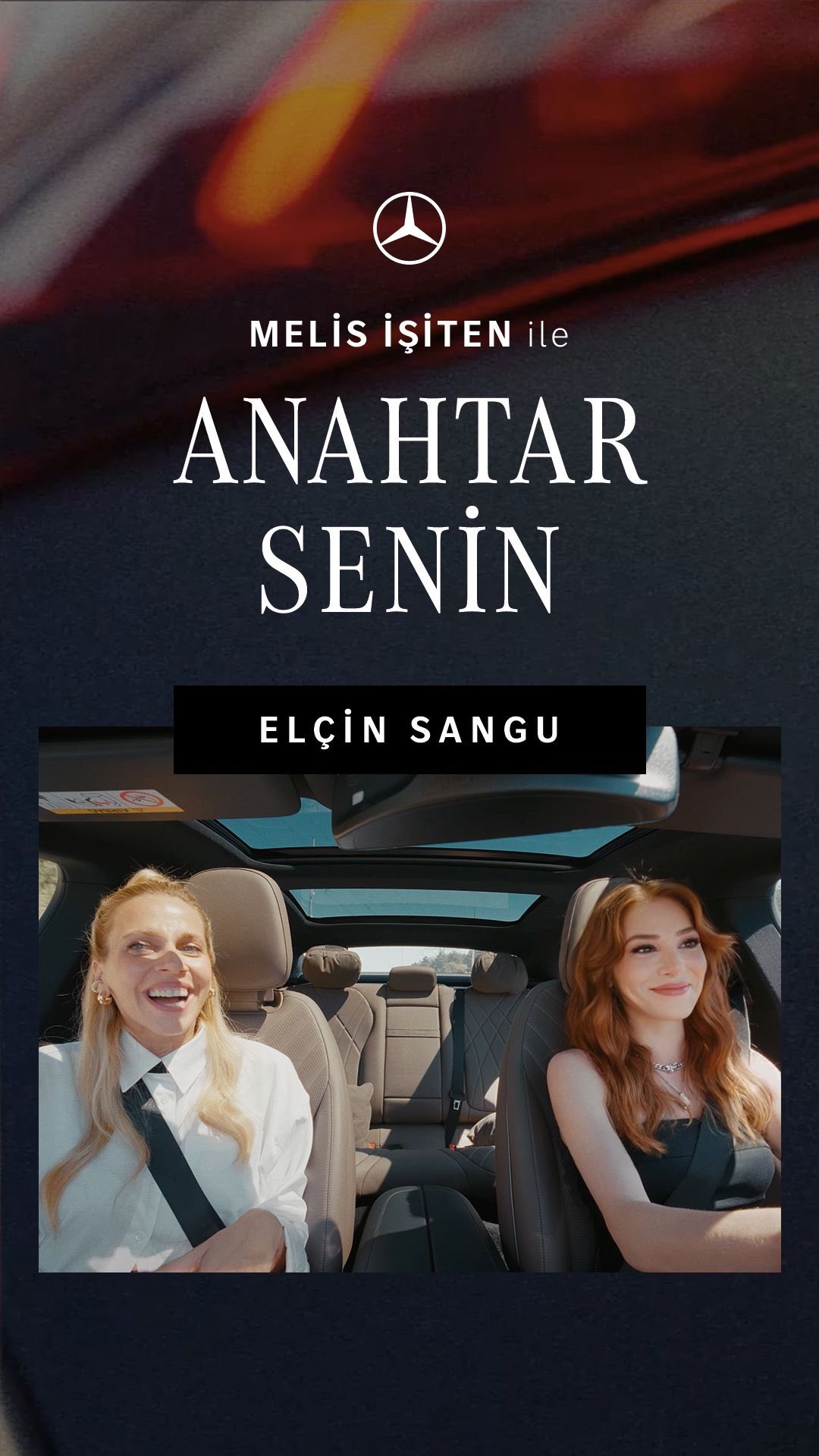 Instagram post by @melisisiten for Mercedes-Benz. Caption reads: Melis İşiten ile “Anahtar Senin” yolculuğumuz....