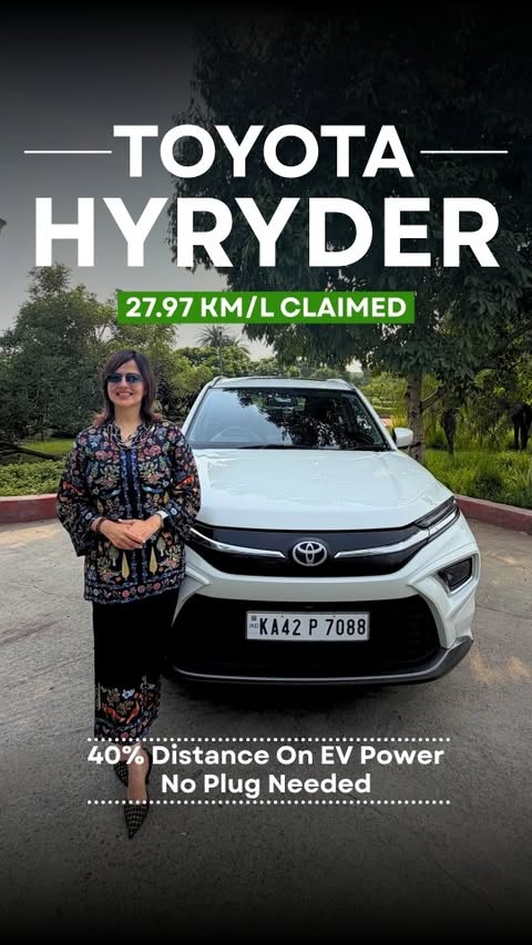 Instagram post by @garimaavtar for Toyota. Caption reads: The Toyota Urban Cruiser Hyryder Hybrid proves....