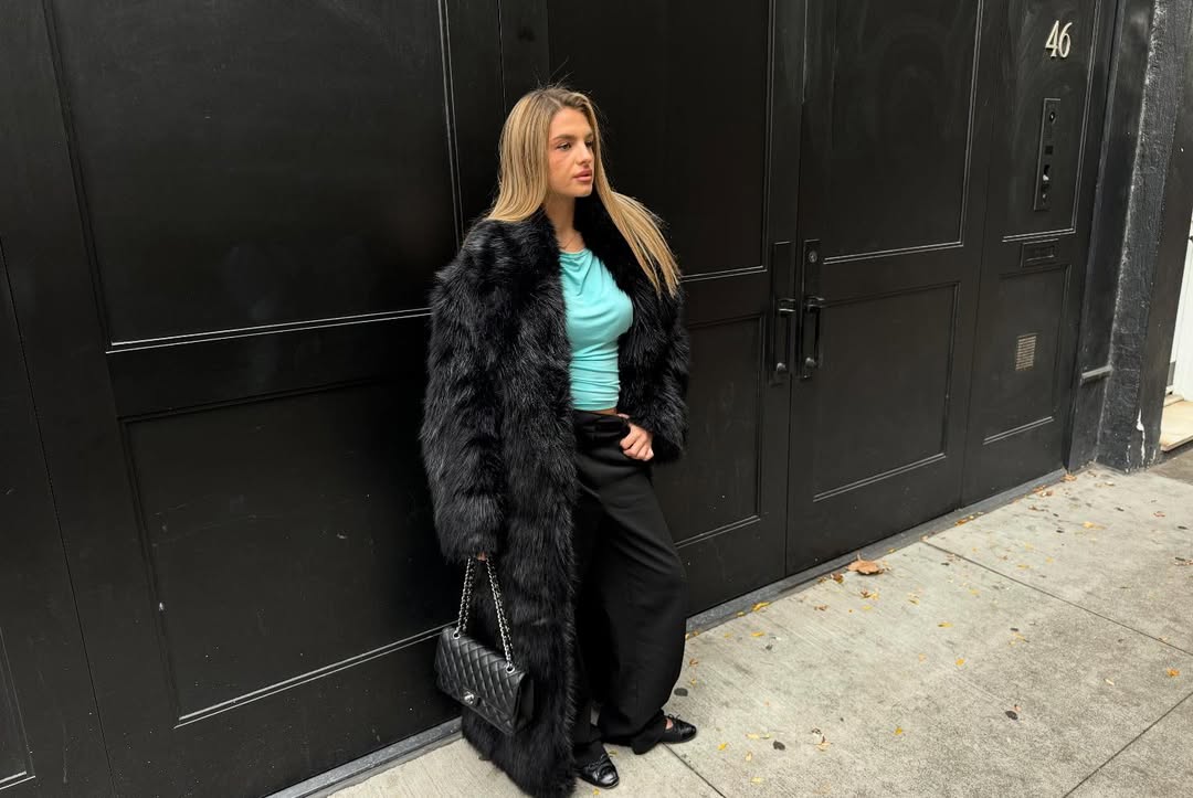 Instagram post by @lenatamburinioff for WEEKDAY. Caption reads: nyc weather wasn’t doing the job, so i did it....