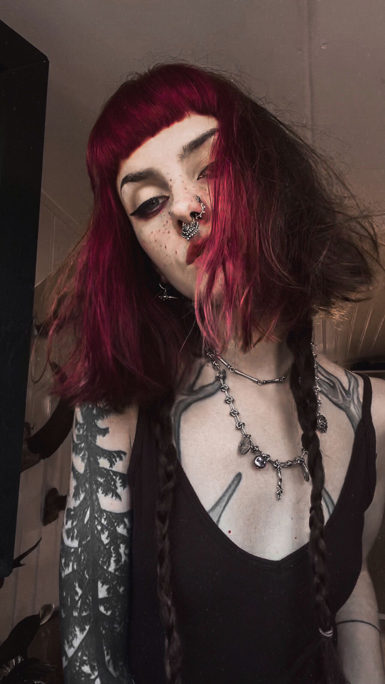 Instagram post by @psychara for Lunar Tides Hair. Caption reads: A new cut needs a new color too! 🍓🍇🩷 I love....