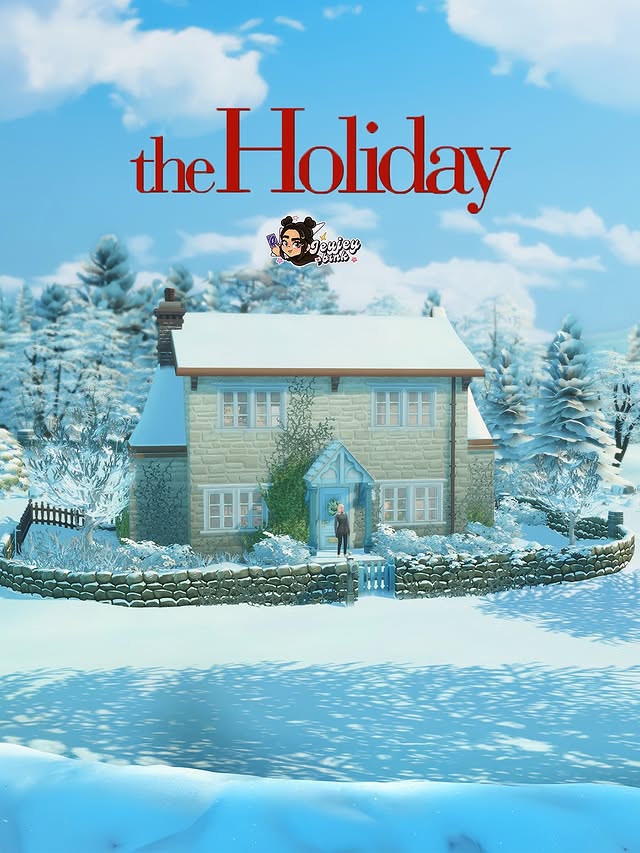 Instagram post by @jeyjeybink for The Sims. Caption reads: [...] movie ? 
 
#theholiday #sims4builds....