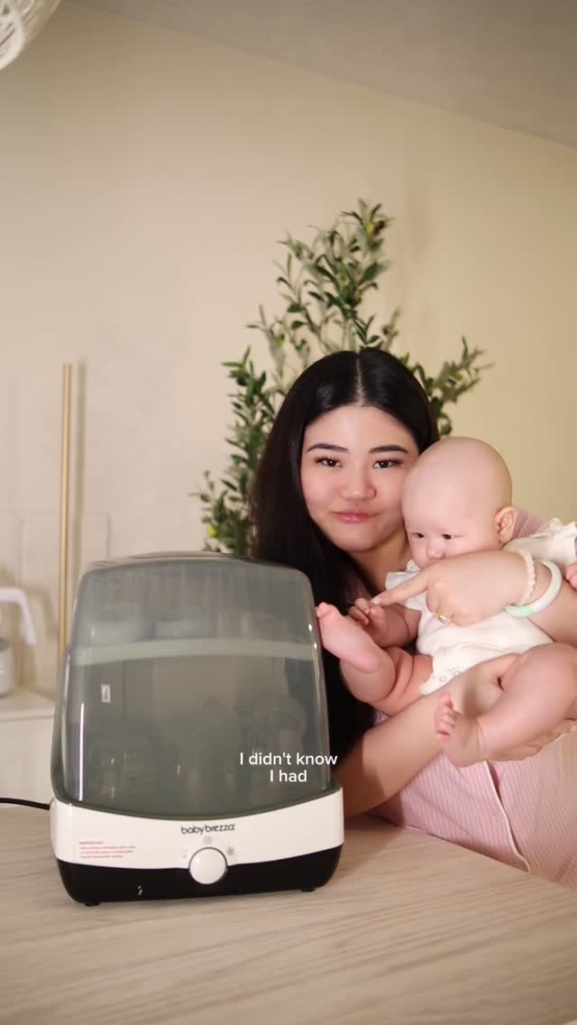 Instagram post by @jameline.h for Baby Brezza. Caption reads: When you only have 15 mins before the next feed....