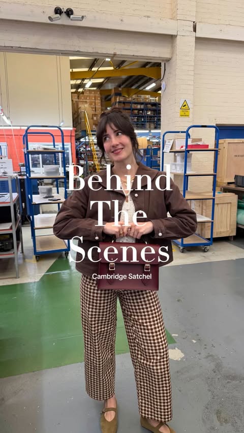 Instagram post by @rosieannbutcher for Cambridge Satchel. Caption reads: ad| Wait till you see behind the scenes of the....