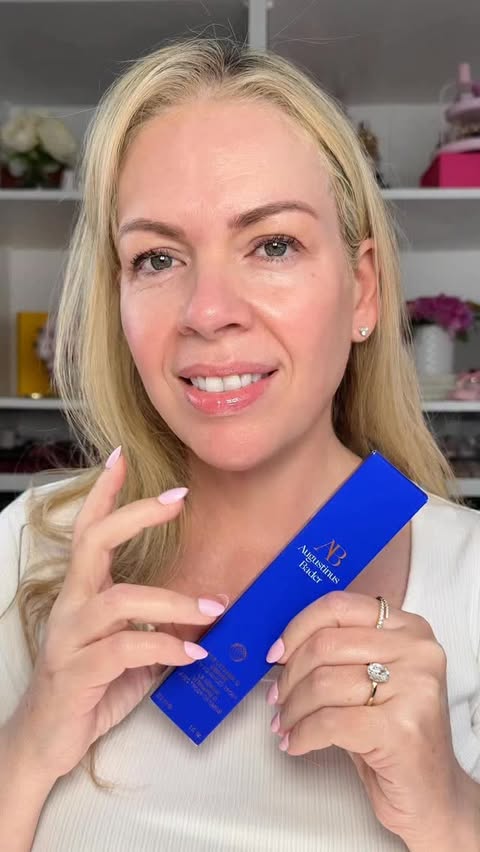 Instagram post by @miami_beauty_reviews for Augustinus Bader. Caption reads: [...] ✨ My skin literally glows thanks to....