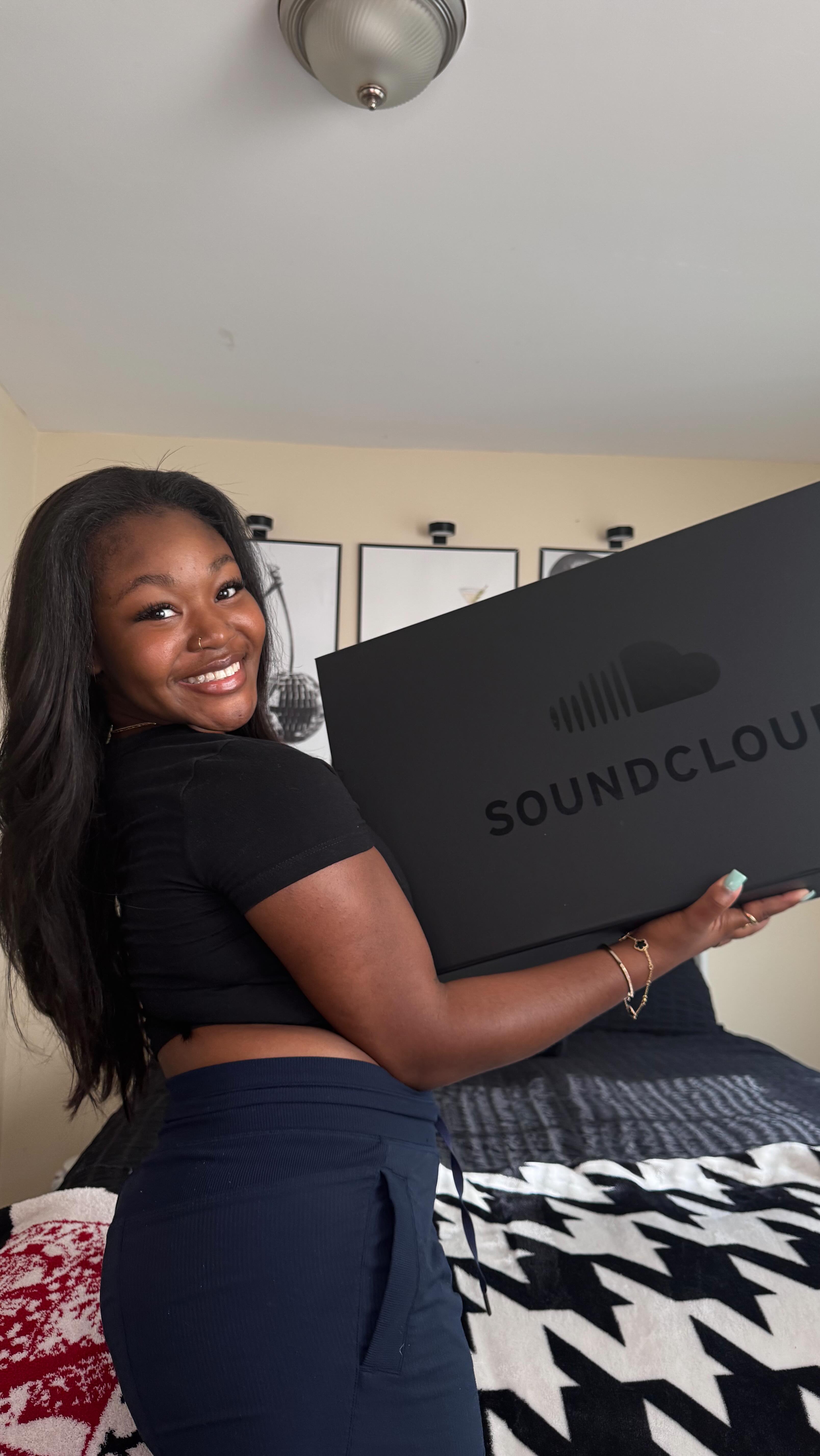 Instagram post by @lifeofsamiyah for SoundCloud. Caption reads: Pack touched down! Thank you @soundcloud for my....