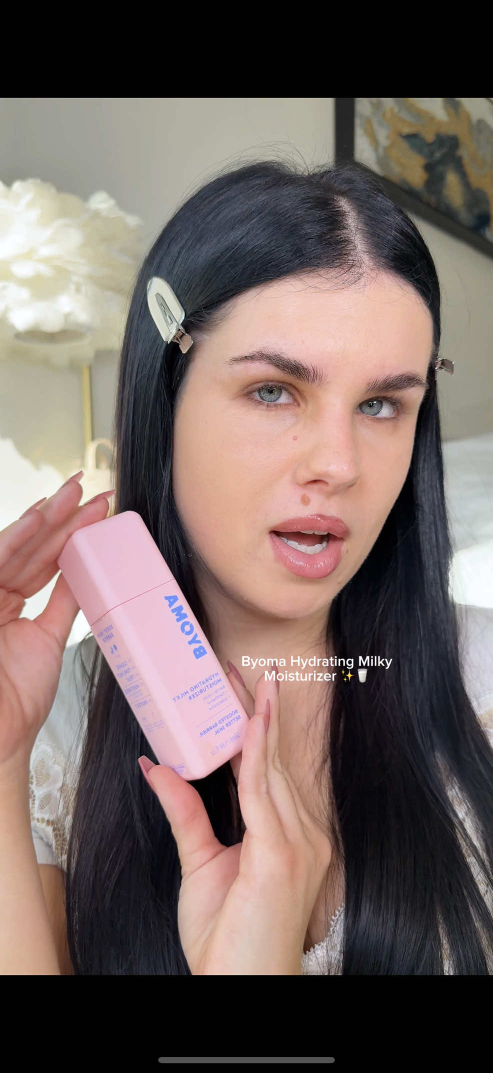 TikTok post by @abigailcanfieldd for BYOMA. Caption reads: The Milky Moisturizer of my dreams🥛✨ Newness from....