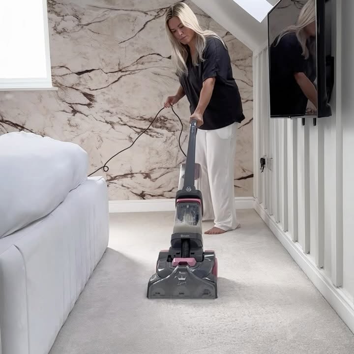 Instagram post by @emilymay_interior for Swan Brand. Caption reads: Between Baloo dragging in mud and the kids....