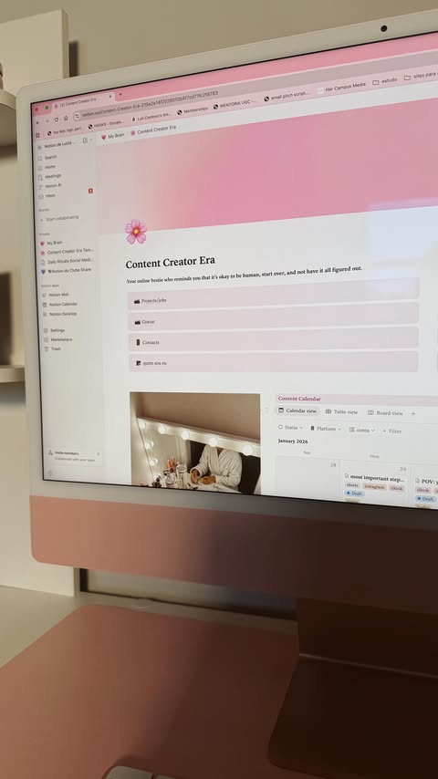 Instagram post by @lucamposcreates for Notion. Caption reads: [...] dates, you need a better system. I use....