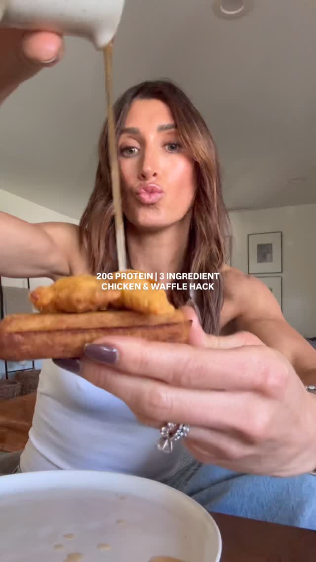 Instagram post by @alectreffs for Eat Evergreen. Caption reads: chicken and waffles, but 20g of protein and no....