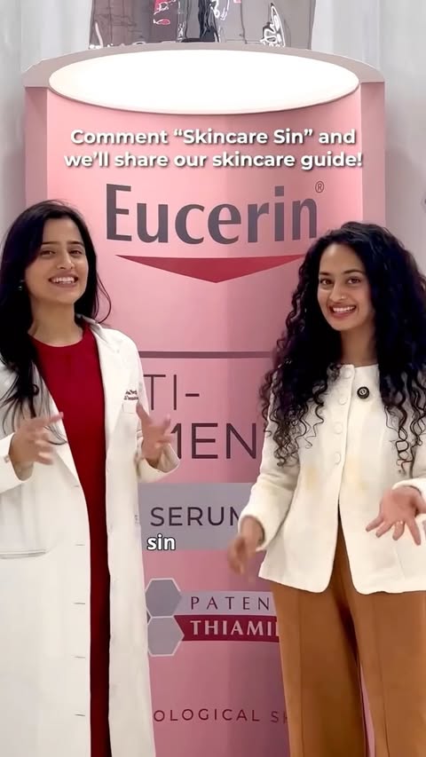 Instagram post by @vibhasree_ for Eucerin. Caption reads: #AD I attended Dermacon with @eucerinindia to help....