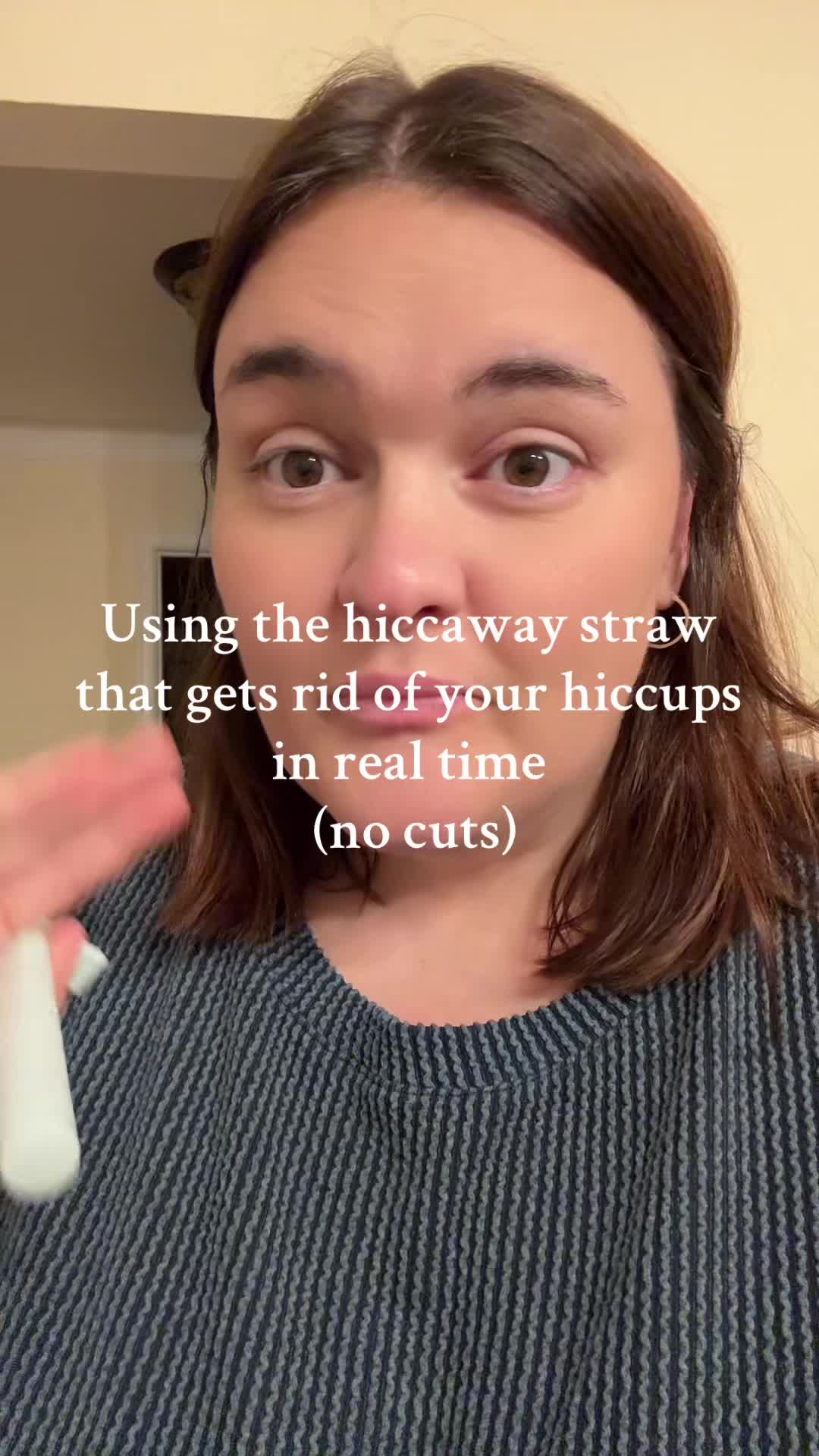 TikTok post by @audrymm for HiccAway. Caption reads: No more hiccups #hiccaway @HiccAway - Stops....