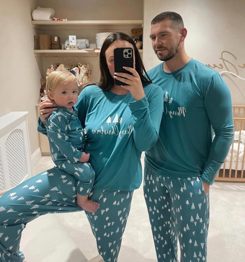 Instagram post by @charlottegshore for In The Style. Caption reads: Matching Xmas PJ’s a very festive end to a lovely....
