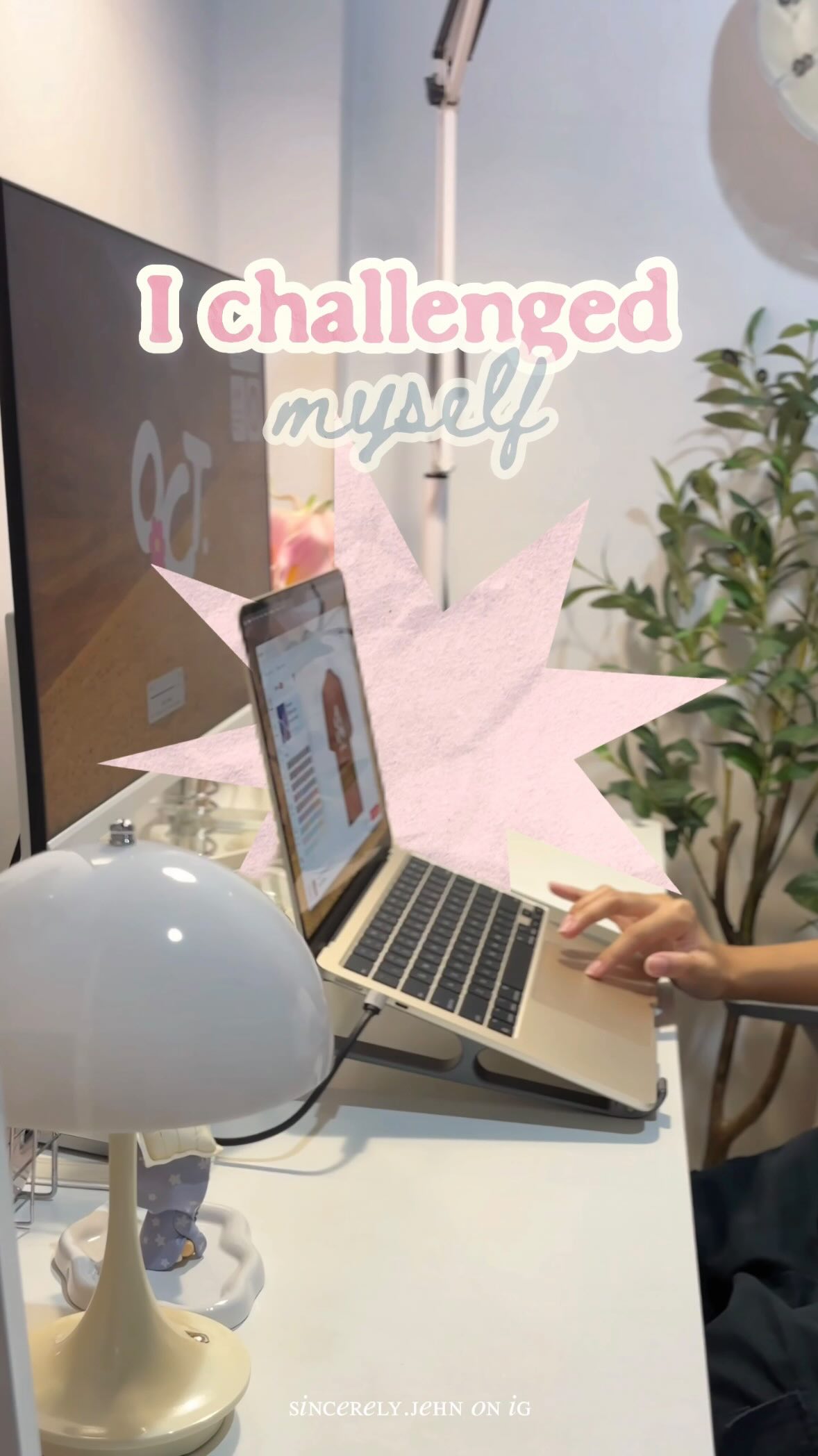 Instagram post by @sincerely.jehn for Printful. Caption reads: I challenged myself to start a clothing brand in....