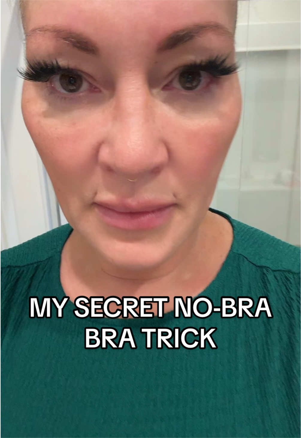 TikTok post by @heathersconnected for CAKES body. Caption reads: [...] #nobra #nipples #bra #grwm #workfits @CAKES....