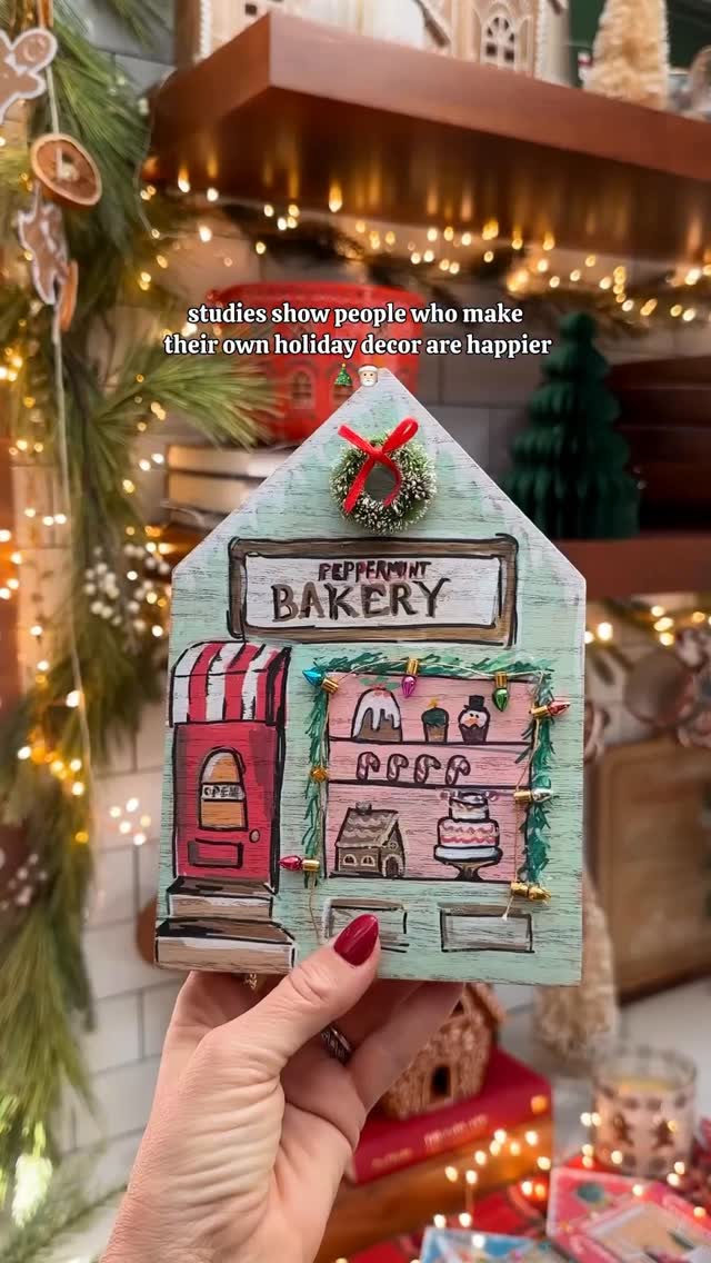 Instagram post by @steffy for Sharpie. Caption reads: Make your own holiday village! 🎅🏻✨❄️ I used the....