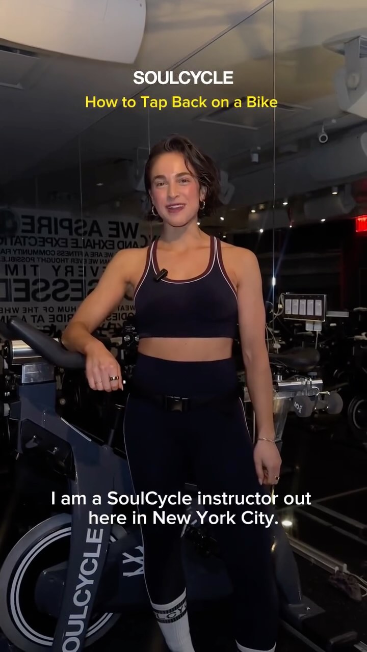 Instagram post by @jordynhechter for SoulCycle. Caption reads: Tap it back, tap it right. @jordynhechter’s got....