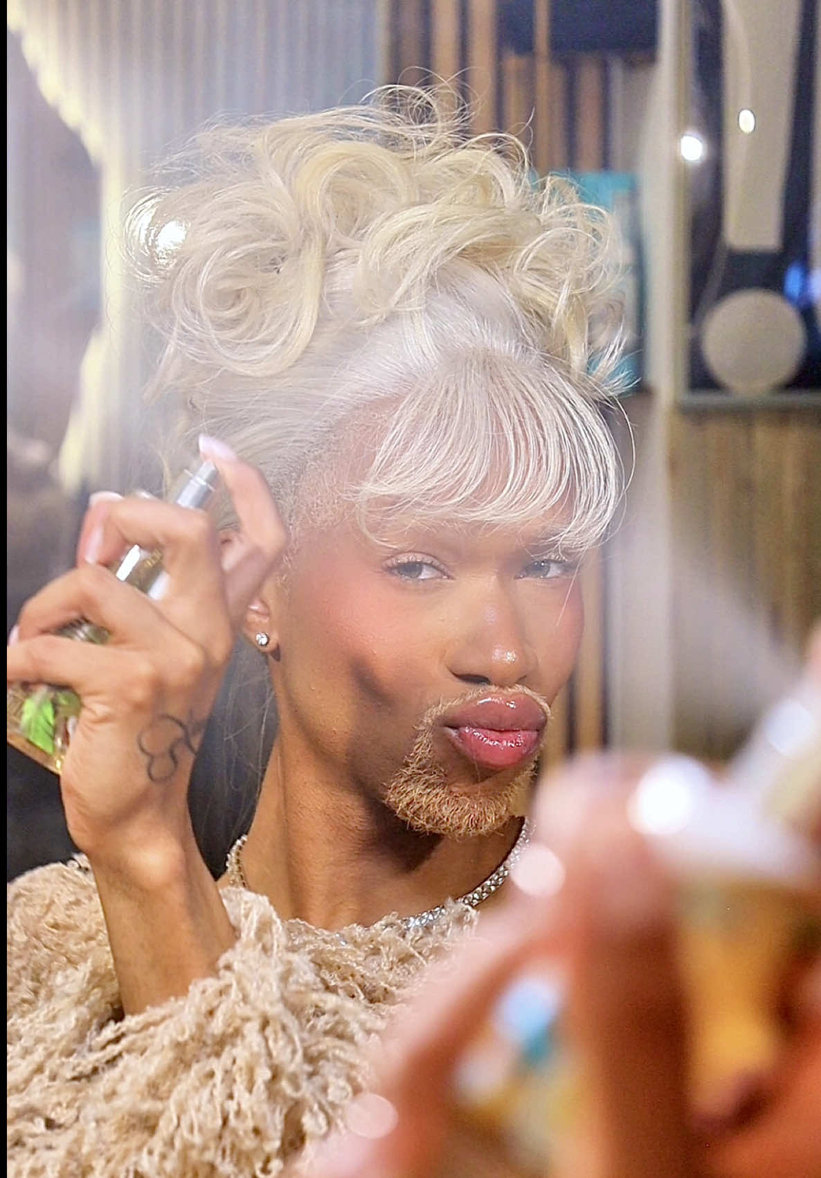 TikTok post by @alfredlewislll for KISS Colors & Care. Caption reads: Your wig might look good, but what does it smell....