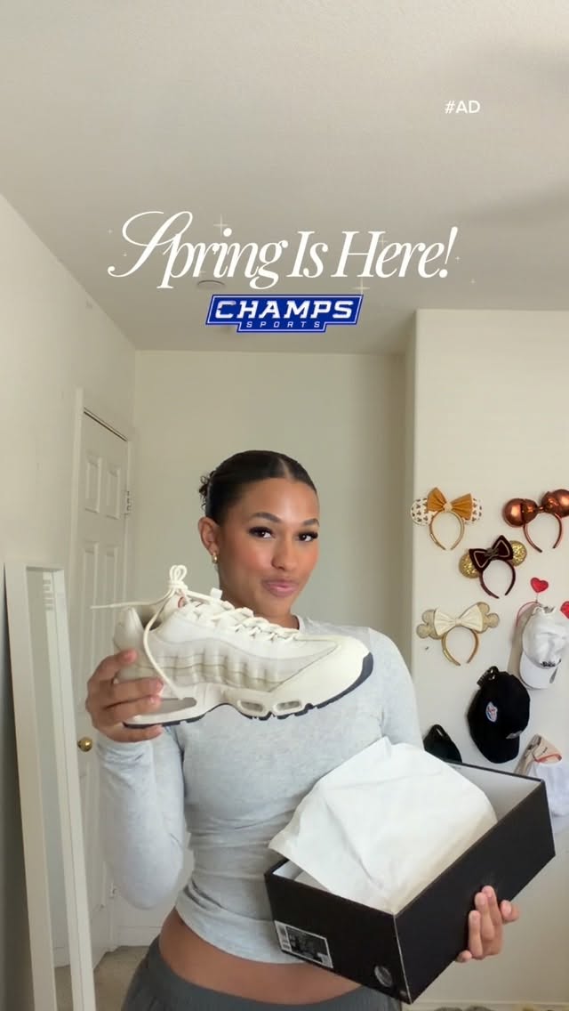 Instagram post by @thenameiscayy for Champs Sports. Caption reads: [...] favorite spring styles is easy with....