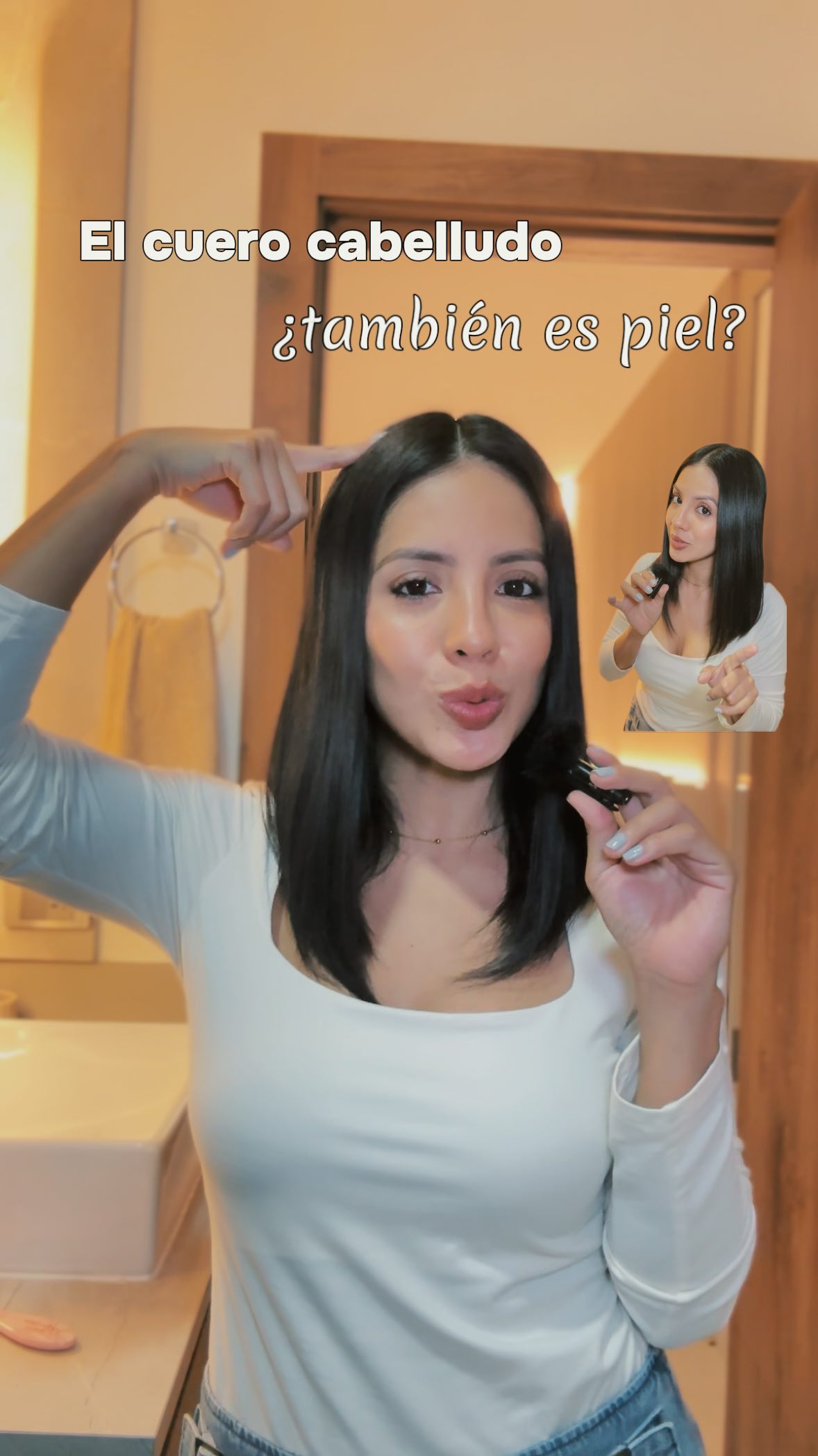 Instagram post by @nathychong for Head & Shoulders LA. Caption reads: ¿El cuero cabelludo también es piel? 😱 Menos mal....