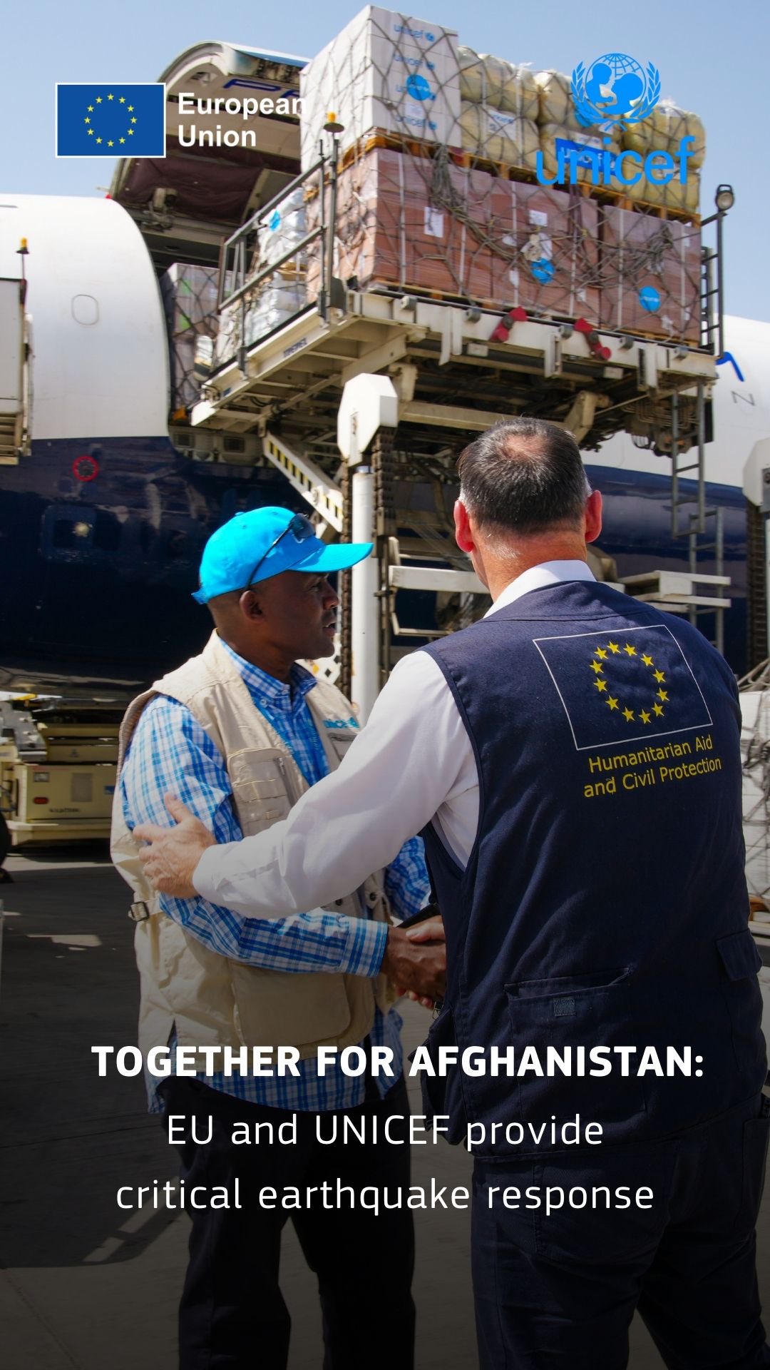 Instagram post by @eu_echo for UNICEF. Caption reads: [...] . Thanks to this critical support, @unicef....