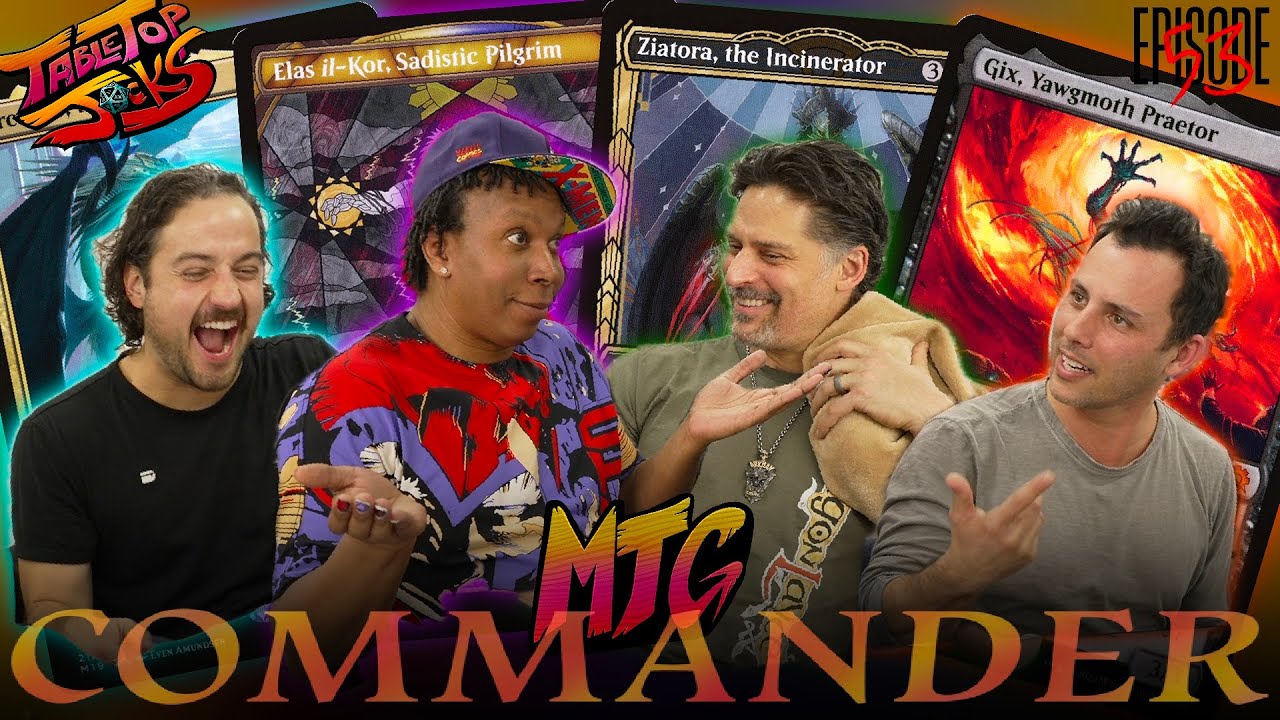 YouTube post by @TabletopJocks for Jankmats. Caption reads: MTG Commander Gameplay Joe Manganiello vs Sean....