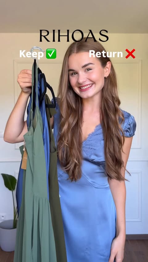 Instagram post by @nadjabendikova for Rihoas. Caption reads: [...] 🤎🍂 I have 4 autumn dresses from....