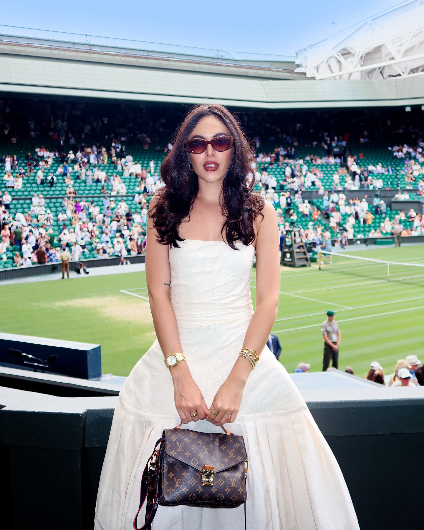 Instagram post by @wilsonmaggie for Jacquemus. Caption reads: Made my @wimbledon debut and what a match it was!....