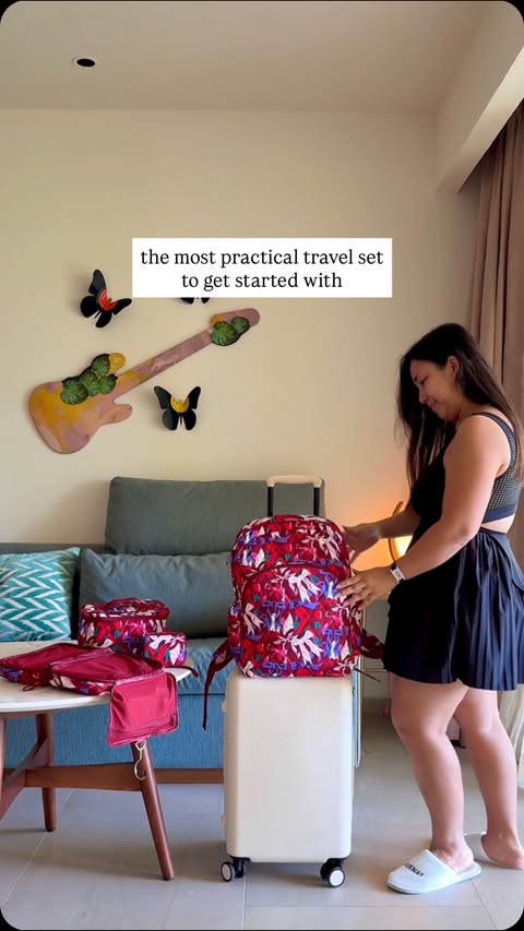 Instagram post by @vannie.beauty for Vera Bradley. Caption reads: Take this as a sign to create your own travel set....