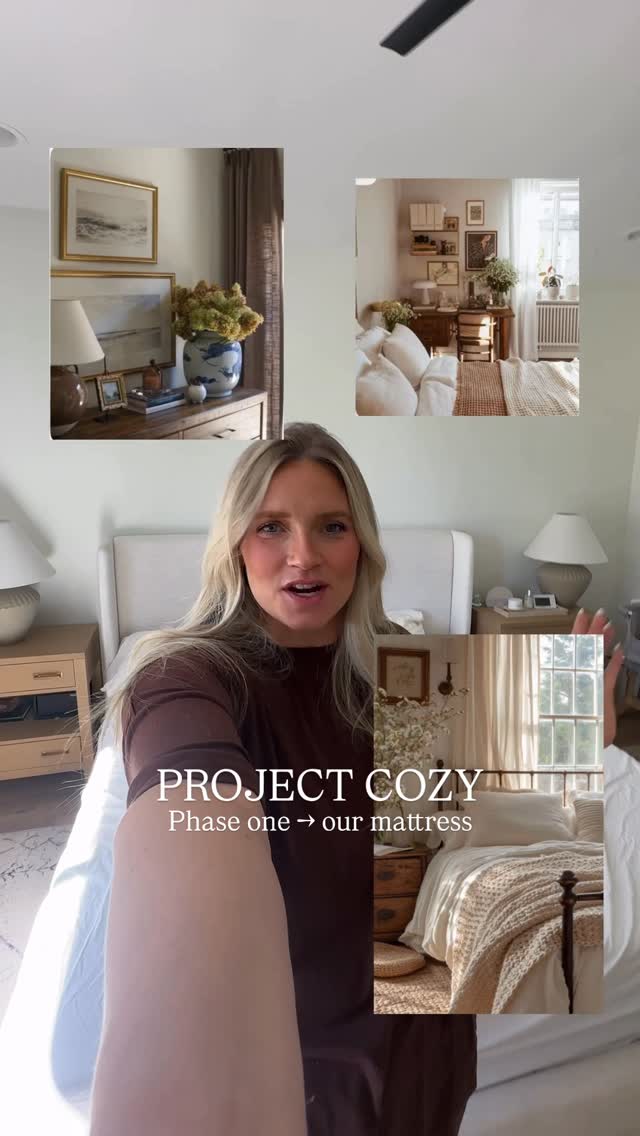 Instagram post by @brookescheurn for Nectar Sleep. Caption reads: Finally turning our room into the coziest space in....