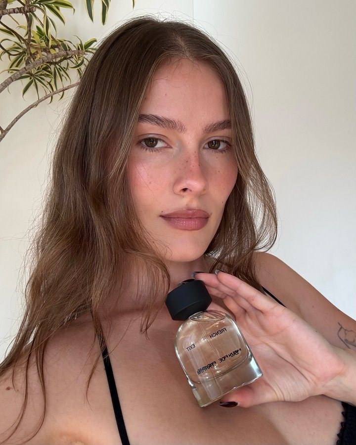 Instagram post by @madisonamateau for Henry Rose. Caption reads: An unforgettable fragrance. French Exit @henryrose....