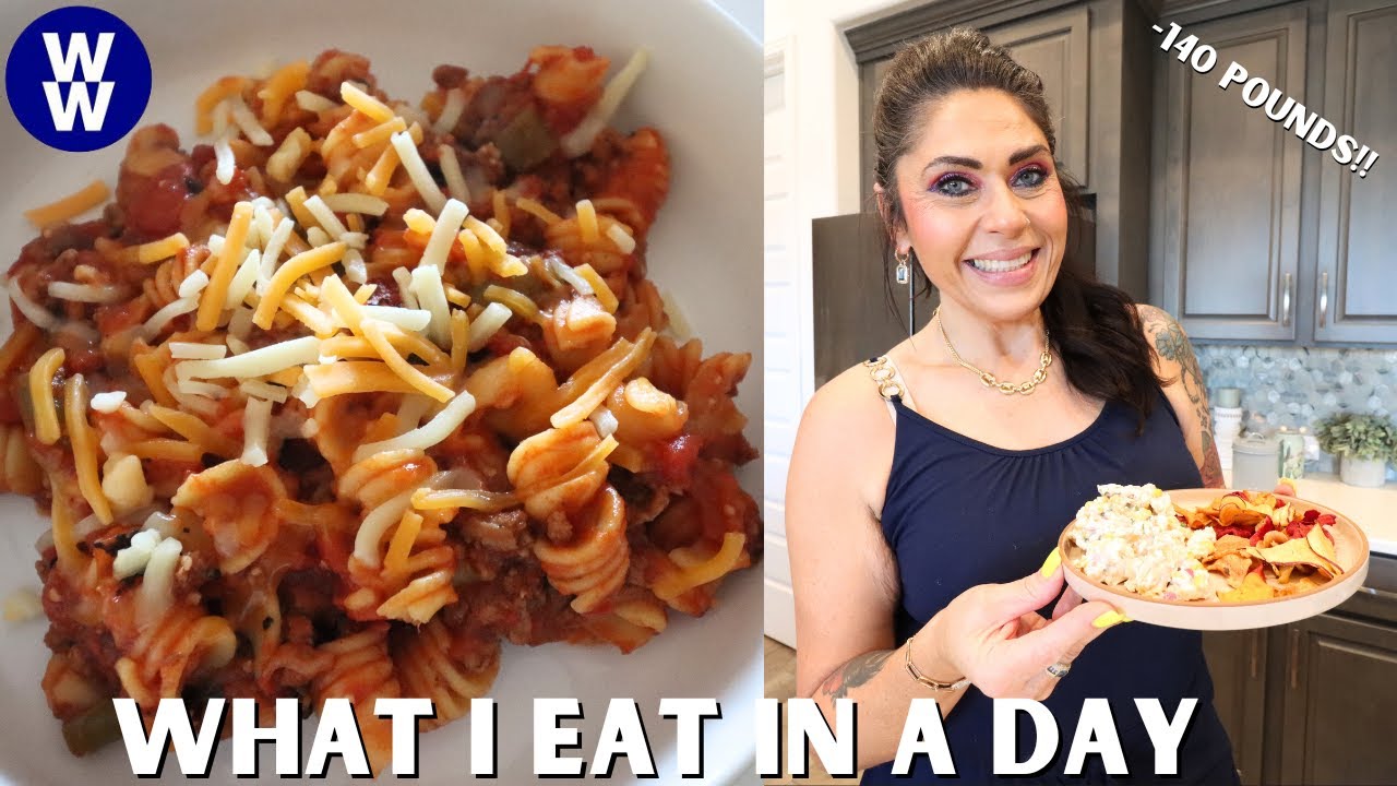 YouTube post by @jennclayton for Dive Bar Nutrition. Caption reads: WHAT I EAT IN A DAY ON WW TO LOSE 140 POUNDS -....
