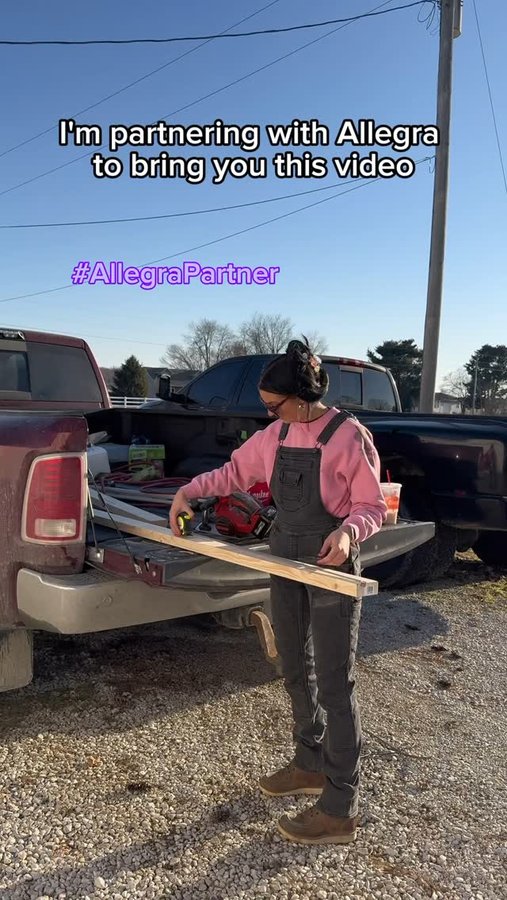 Instagram post by @thefarmergrayce for Allegra OTC. Caption reads: [...] bin turned out and I love that @allegraotc....
