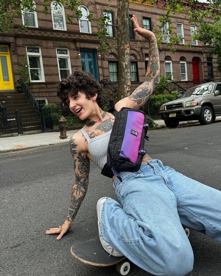 Instagram post by @a.k.a.vas for Chrome Industries. Caption reads: It’s pride and I’m collaborating with the realest....