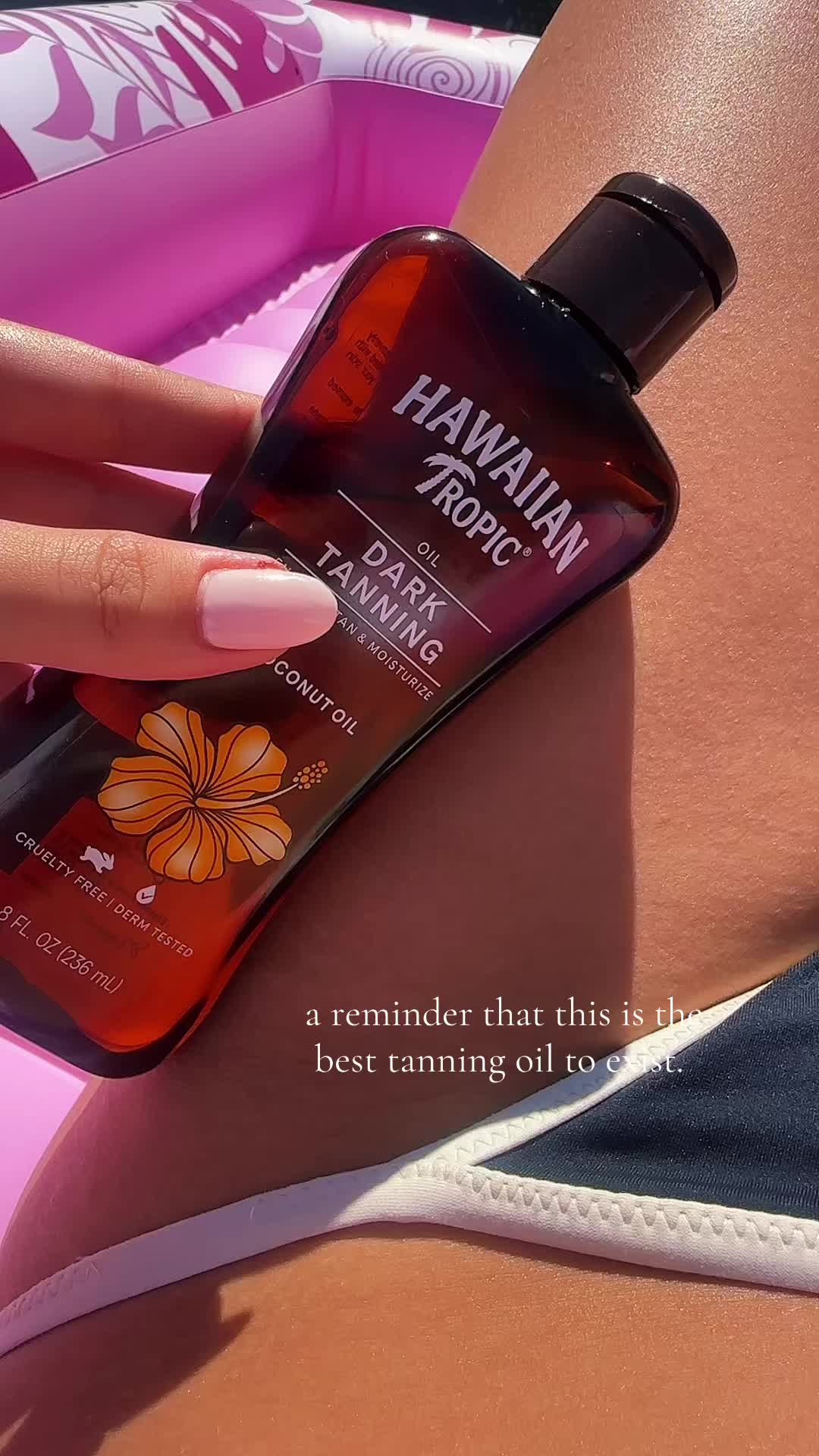 TikTok post by @avarygg for Hawaiian Tropic. Caption reads: A must for the summer. @Hawaiian Tropic #tanning....