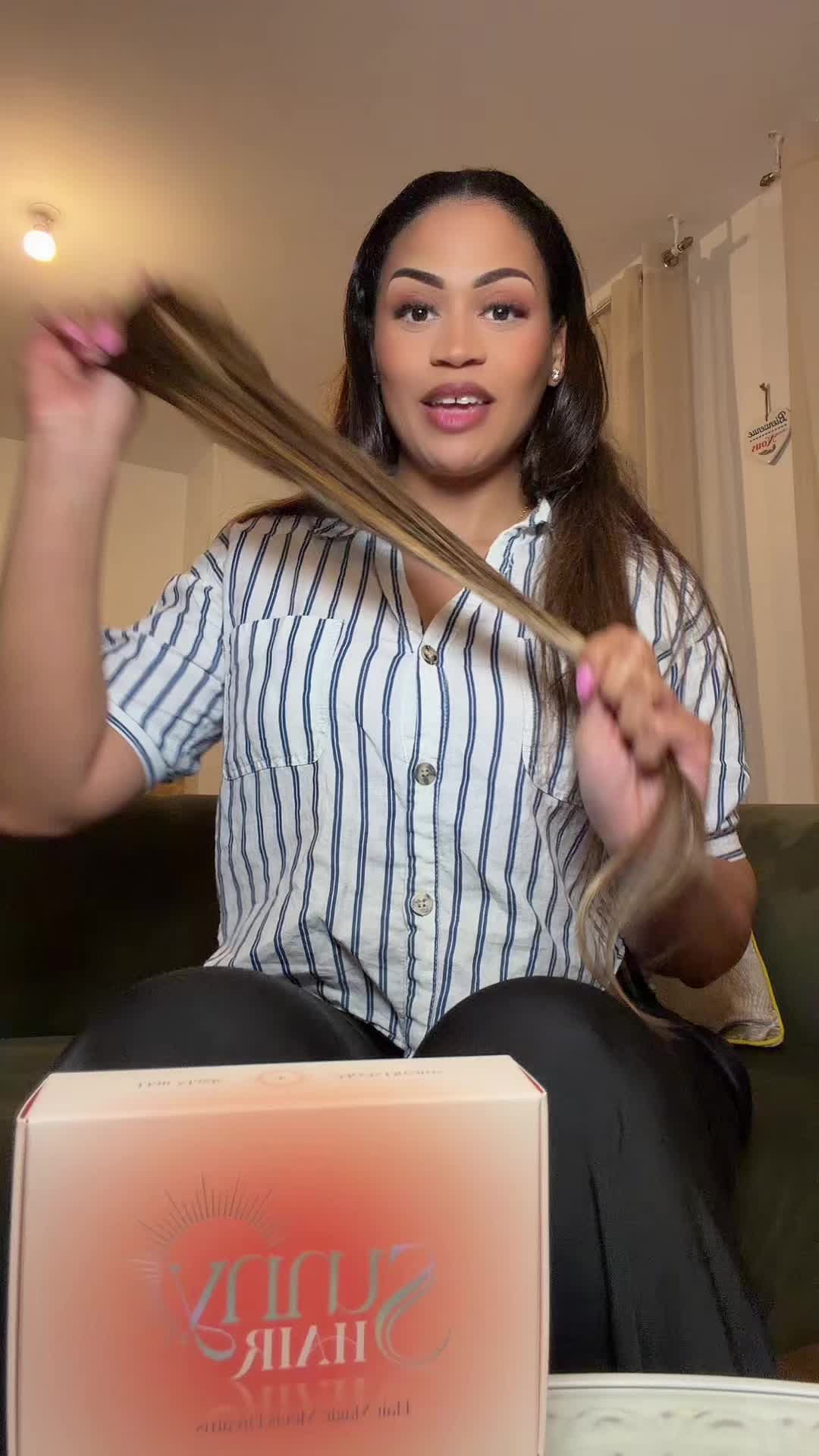 TikTok post by @gold_new_56 for Sunny Hair. Caption reads: #collab #newcreator @sunnyhairofficial #4-4-27/....