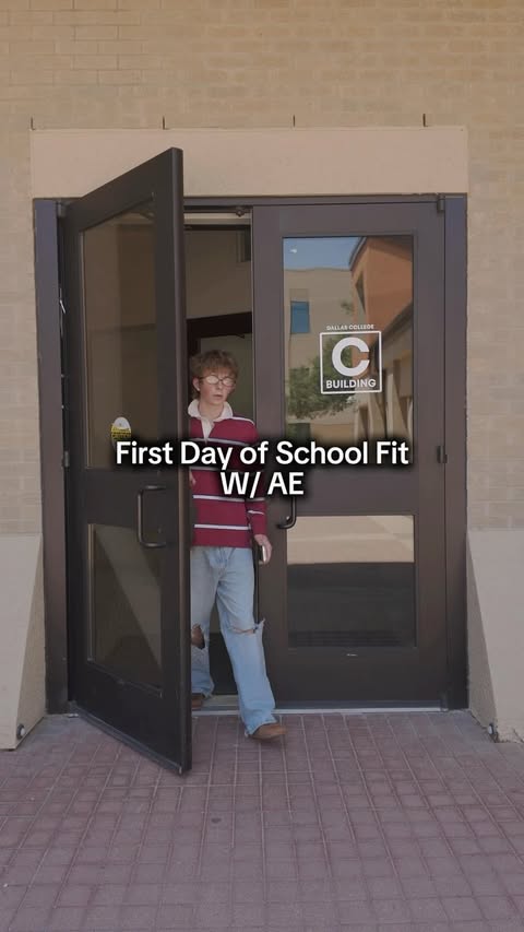 Instagram post by @johnparkerhisaw for American Eagle. Caption reads: First day of school outfit on campus!....