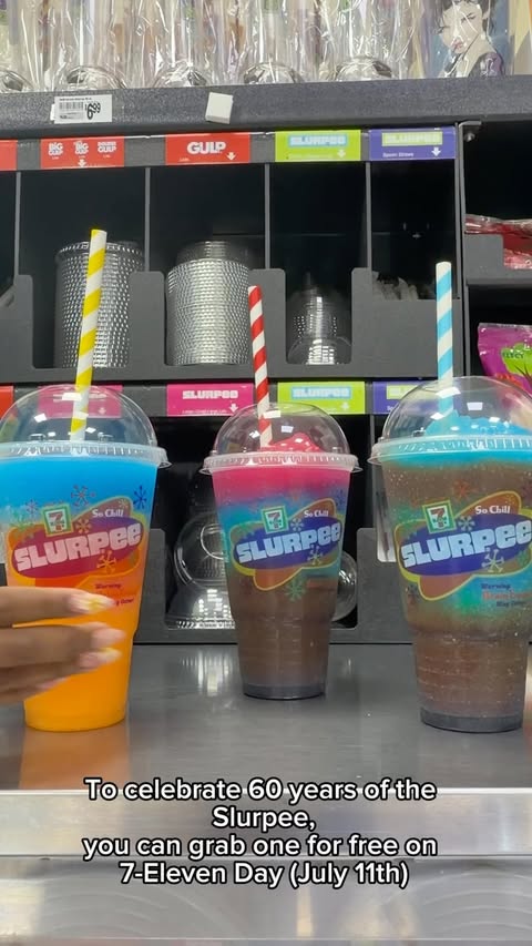 Instagram post by @djbabyvaye for 7-ELEVEN. Caption reads: [...] celebrate 60 years of the Slurpee, this....