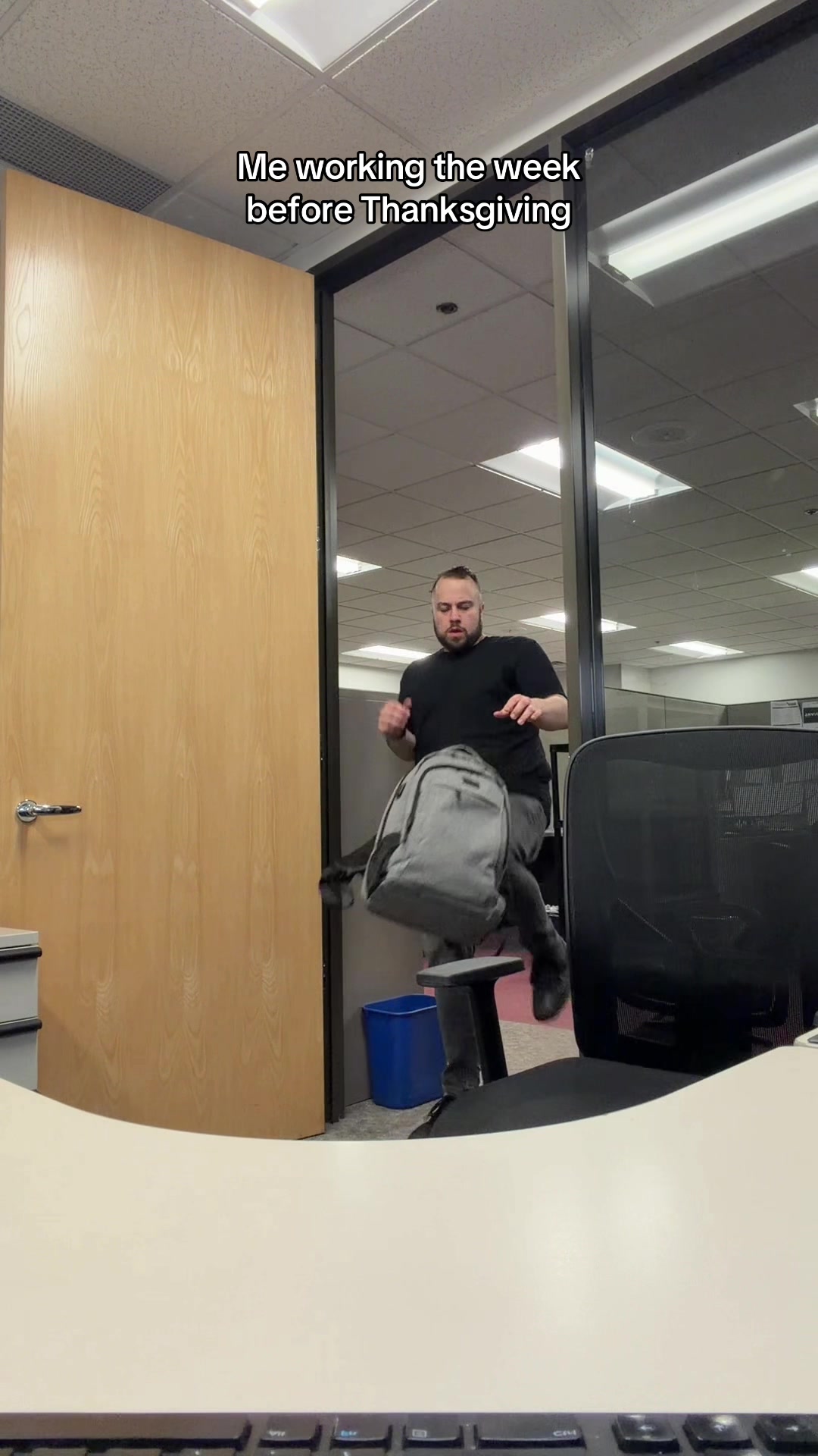 TikTok post by @bryguyferreira for Insomnia Cookies. Caption reads: The only reason I come into the office during the....